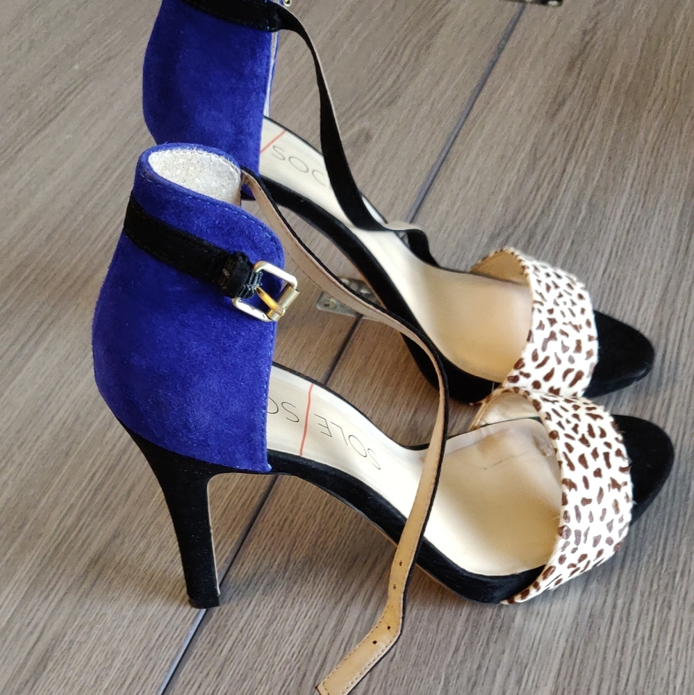Sole Society blue and leopard sandals